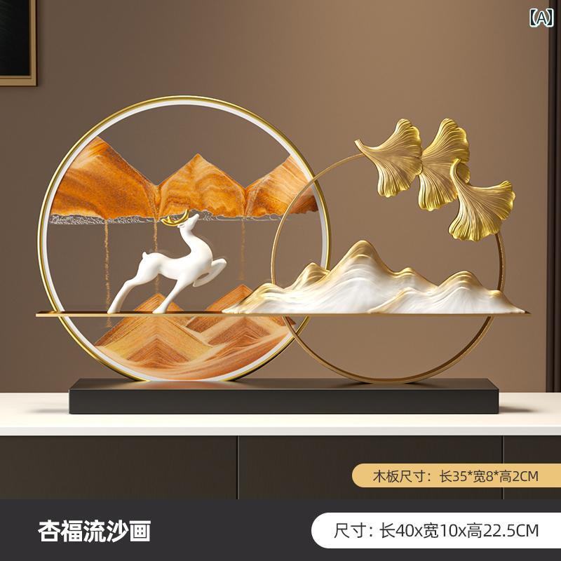 装飾品 飾り ラッキー ディア 流 砂 絵画 リビング ルーム 高級 ハイエンド 玄関 テレビキャビネット ワイン キャビネット オフィス 装飾 新築 祝い ギフト