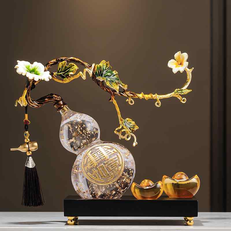 装飾品 飾り エナメル 金箔 ひょうたん 飾りは 富を 引き寄せ 高級 リビング ルームの テレビキャビネットの ワイン キャビネットの 装飾 開店 祝いの 新築 贈り物｜LAONsChoice