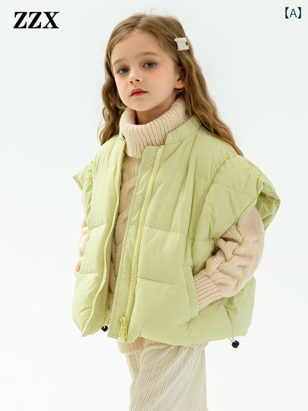子供用 ダウンベスト ZZX新 標準 90 ホワイトダックダウン ガールズ ダウン ベスト 子供用 秋冬 ジャケット新 スタイル 暖かい アウターウェア