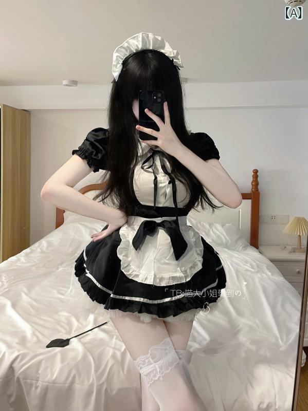 メイド服 コス 魅惑的 メイド 服 かわいい な コス 制服 アンカー 女装 ロリータロリータ 短い ドレス
