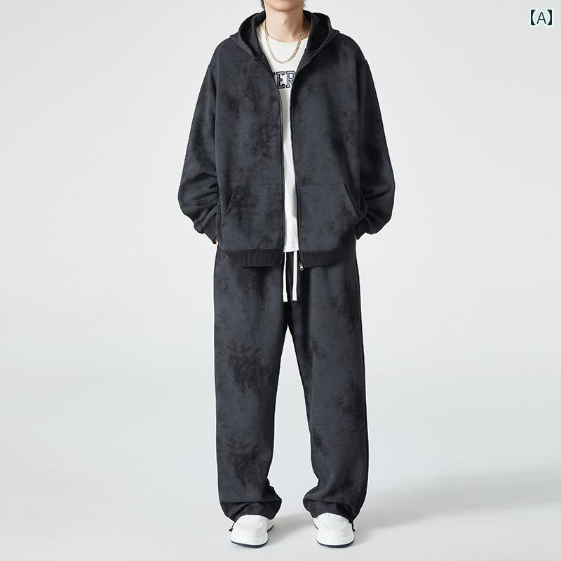 大きいサイズ メンズ 330 Jin 大きめ サイズ スーツ メンズ 春秋 太め ストリート ファッション カジュアル カーディガン フード付き スウェットシャツ スポーツウェア
