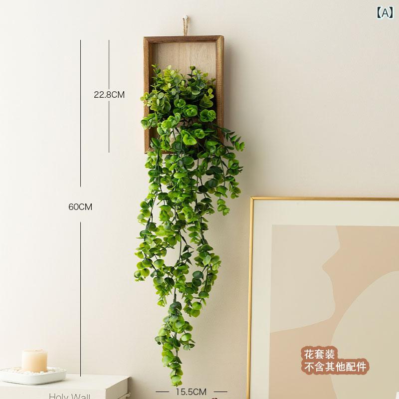 装飾品 インテリア 北欧の 木製 壁掛け シミュレーション 花 フェイクグリーン 植物 ホームステイ 寝室 背景 立体 壁 飾り 鉢植え ペンダント つる