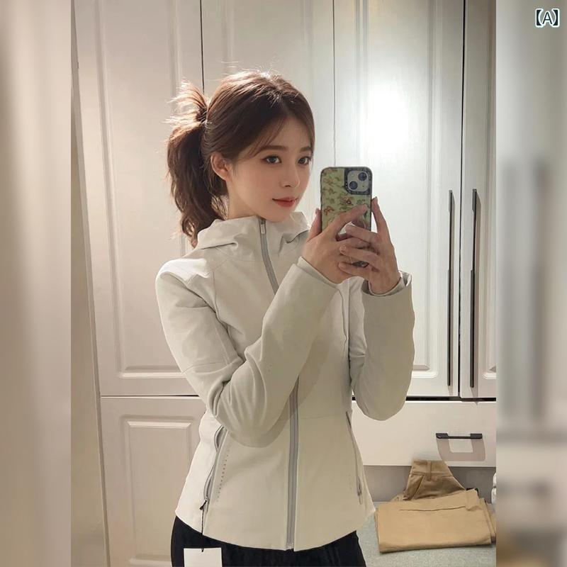 ダブルバージッパー 成人女性用 白いこと か細い ホンブルグ帽貝殼 上衣 2024秋冬 天鵞絨 原材料の 朦々たる 運動競技 S 大きさ