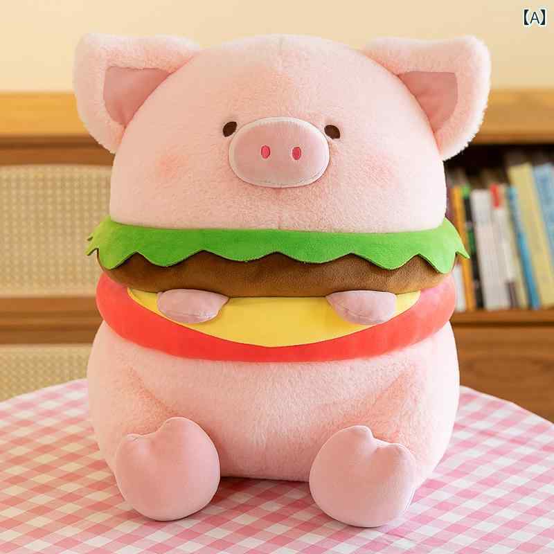 豚のぬいぐるみ かわいい ハンバーガー 豚 人形 ぬいぐるみ ベッド 睡眠 枕 女の子 誕生日 ギフト 4,120円