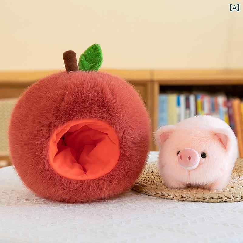豚のぬいぐるみ アップル ピギー 人形 ぬいぐるみ 隠して 食べられる 取り外し 可能 子供の 女の子 ギフト