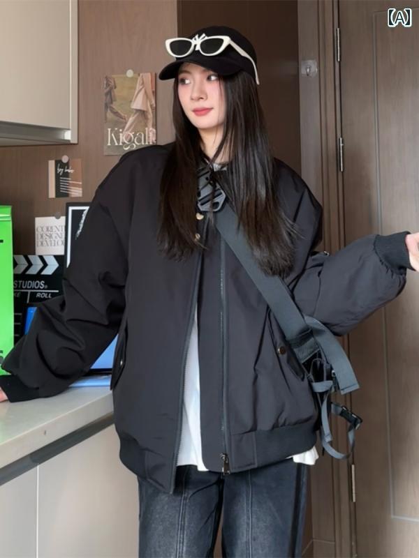 レディース ショート ジャケット 男女兼用の アメリカン レトロ 野球 ユニフォーム 2024 春秋向け新 スタイル ゆったり 大きいサイズ フライト スーツ ジャケット