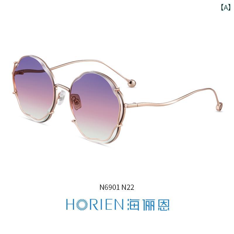 ファッション サングラス Hailien 新年 サングラス レディース 花びら ストリート シューティング ビッグフェイス スリム グラデーション 6901｜LAONsChoice