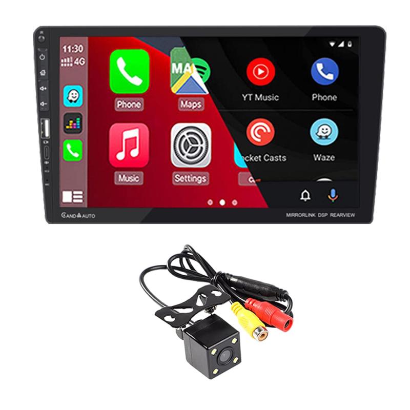 1Din 9インチ カーラジオ ステレオレシーバー タッチスクリーン Bluetooth マルチメディアビデオプレーヤー Apple CarPlay Android Auto AM/FM/ 2USB/ミラーリンク DSP内蔵 リアカメラをサポート