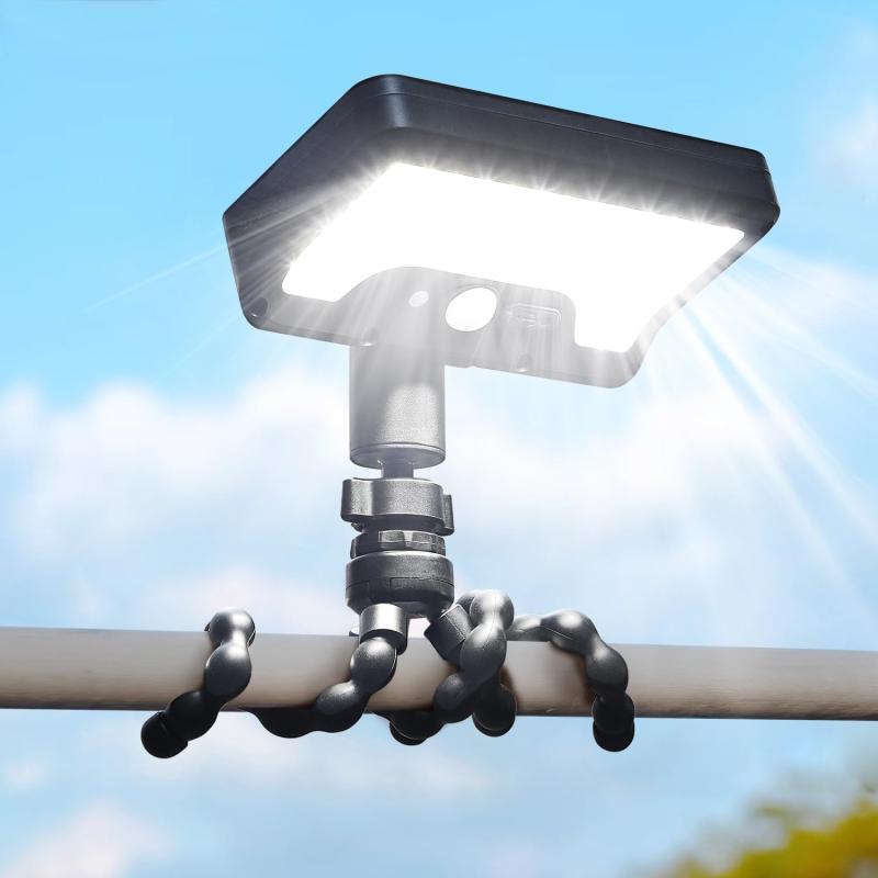 LIFENGSOLER 92LED ソーラーライト 屋外 IP65防水 フレキシブル三脚付 & 360度調整ランプ USB充電可 センサーライト 屋外 ソーラー 人感 600ルーメン超高輝度 昼白色 玄関/駐車場/庭/フェンス/キャ