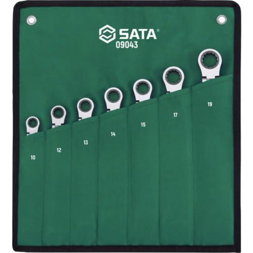 ＳＡＴＡ ロング首振（鍵を掛ける付き添い人）コンビネーションラチェットレンチセット（７点） 09043