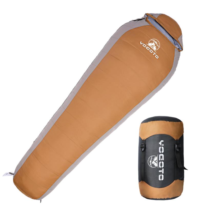 【YOGOTO】 ダウン 寝袋 冬用 マミー型 シュラフ 600FP 高級ダウン 連結可能 撥水 スリーピングバッグ -15℃～0℃～15℃ キャンプ アウトドア 暖かい 耐寒温度 -15℃ コンパクト 車内泊 防災用 圧