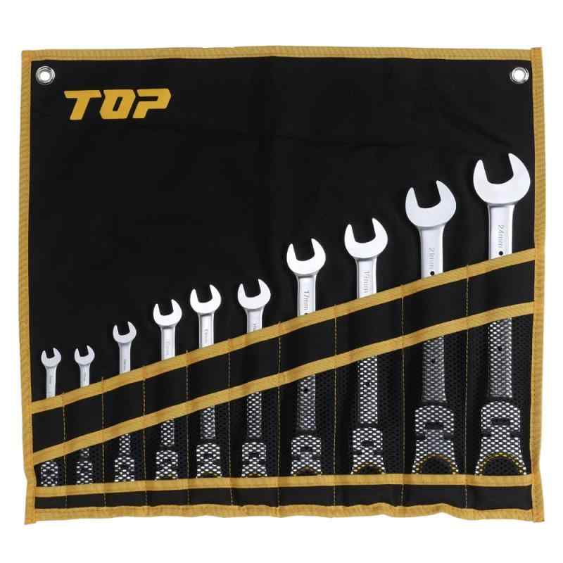 トップ工業 (TOP) 首振りラチェットコンビセット 10丁組 ホルダー付き 首振り180度 本締め可 ギアレンチ FRC-10000S