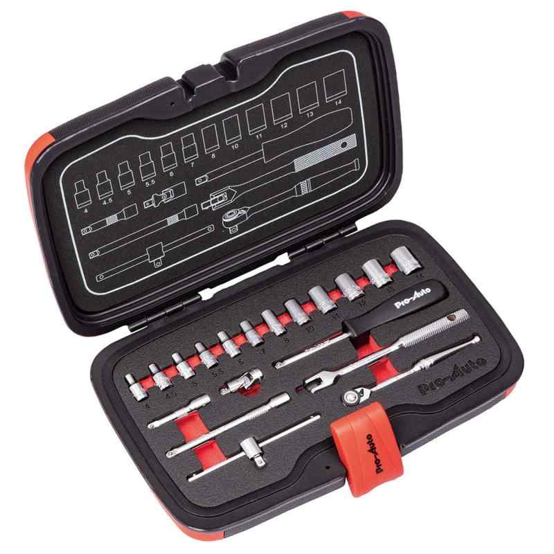 スエカゲツール 手道具仕掛ける Pro-Auto 1/4ソケット鍵仕掛ける PA2019 19PCS