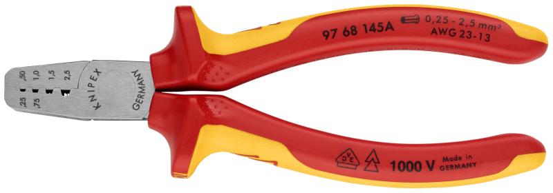 クニペックス KNIPEX エンドスリーブ用絶縁圧着ペンチ 1000V9768-145A