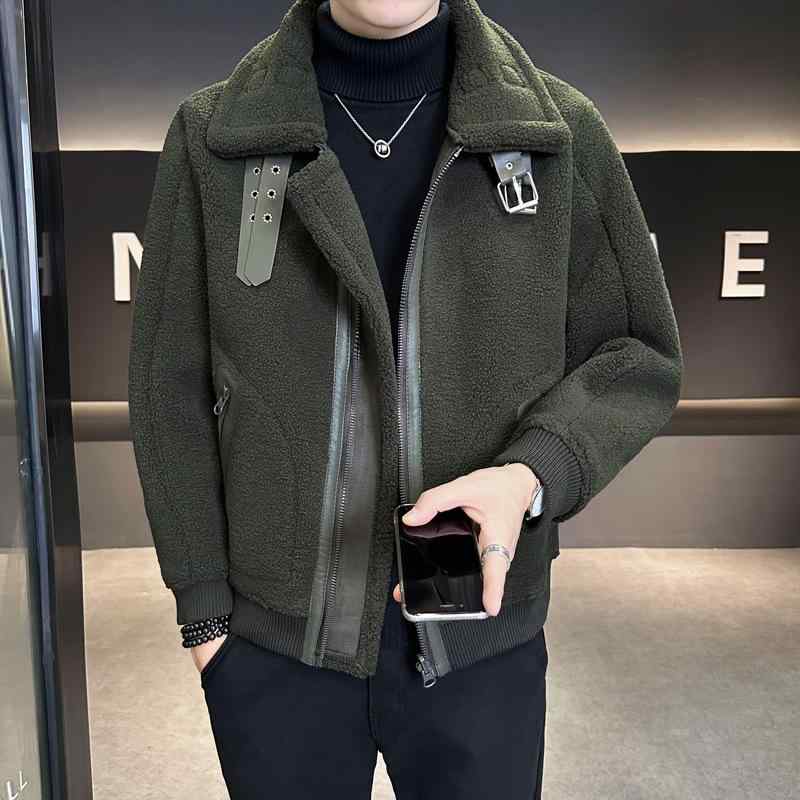 メンズ 秋冬 ゆったり ジャケット 両面着用 フランネル ファー一体 暖か アウター コート 男性用 トップス トレンド スタイル