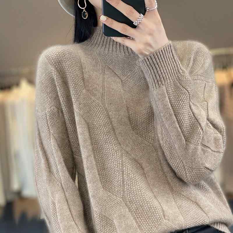セーター レディース ハイネック ニット ゆったり ビッグシルエット 秋冬 厚手 インナー トップス 暖か 柔らかい カジュアル 普段使い