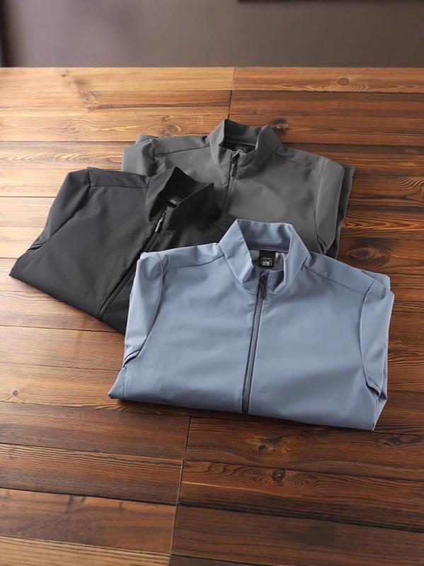 メンズ ジャケット 立襟 軽量 ソフトシェル アウトドア 通気性 運動 レジャー コーディネート 普段使い 吸湿速乾 カジュアル トップス アウター