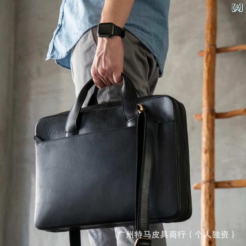 商行為御徒面子 メンズ レトロ 本革 大電気容量 肩先 御手手 ブリーフ容れもの 万覚え帳マイコン 納める 通い用 今めかしい 軽さ 耐久性