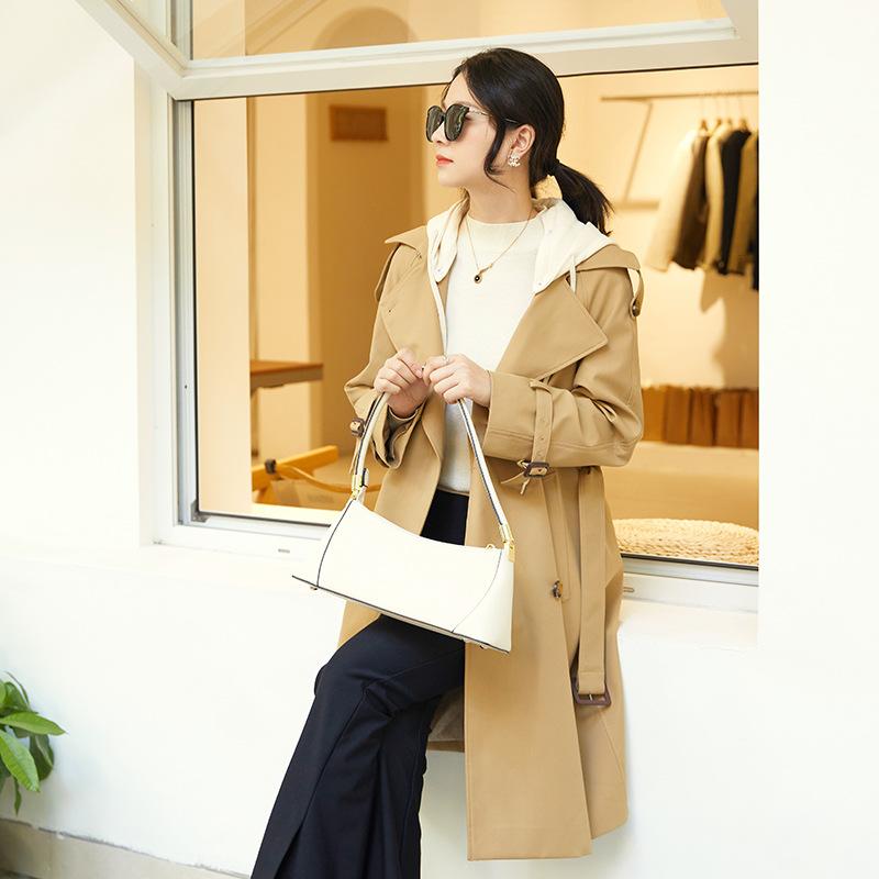 トレンチコート レディース ロング丈 ボンネット付き添い人 取りはらい能力のある 防シワ 原料品 秋冬 ゆったり 影ぼうし 軽さ 吸湿速乾 綿織物 混 黒いこと ベージュ 通い 普段使い