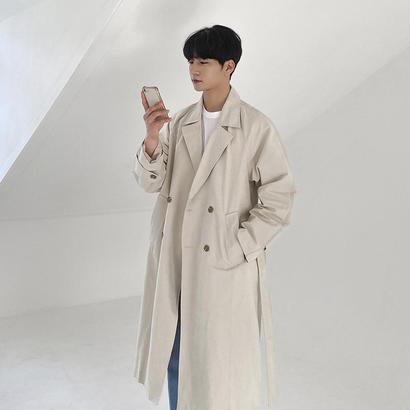 メンズ 年月 トレンチコート 真っただ中ロング オーバーニー 填まる 韓国  ブリティッシュスタイル 今めかしい アウター 普段使い走り 軽さ 通い用