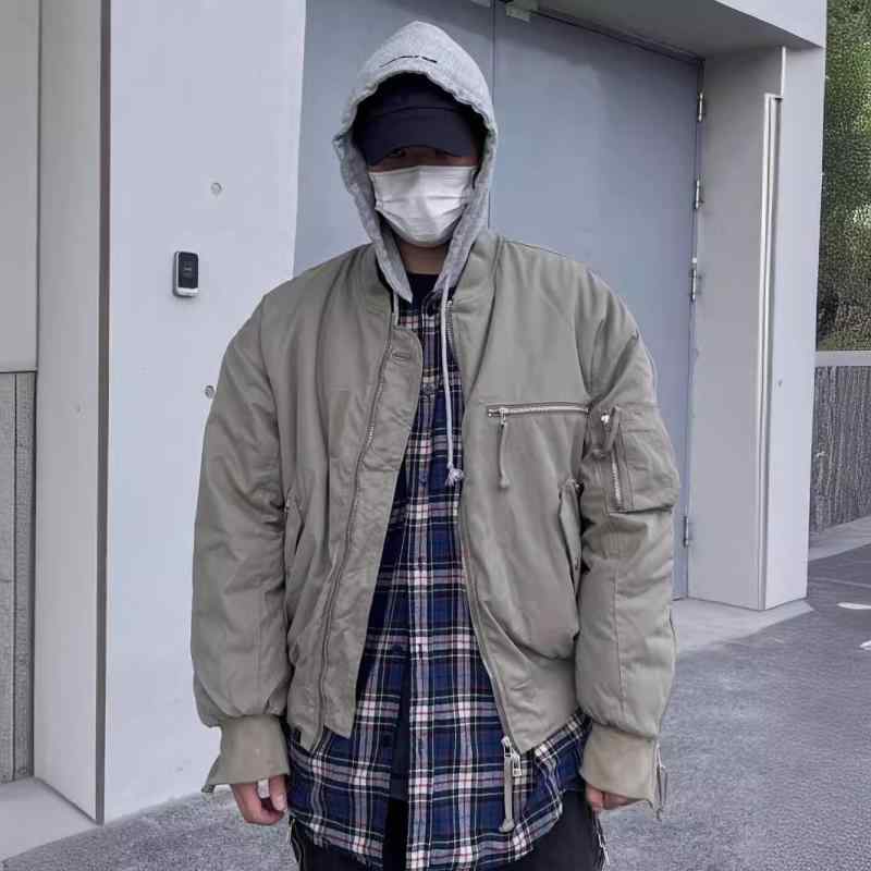 秋冬 メンズ 航空 上衣 ゆったり ビッグ影ぼうし ファスナー アウター ダブル人間の顔 綿 重厚感 優しいこと 厚地の外套 普段使い