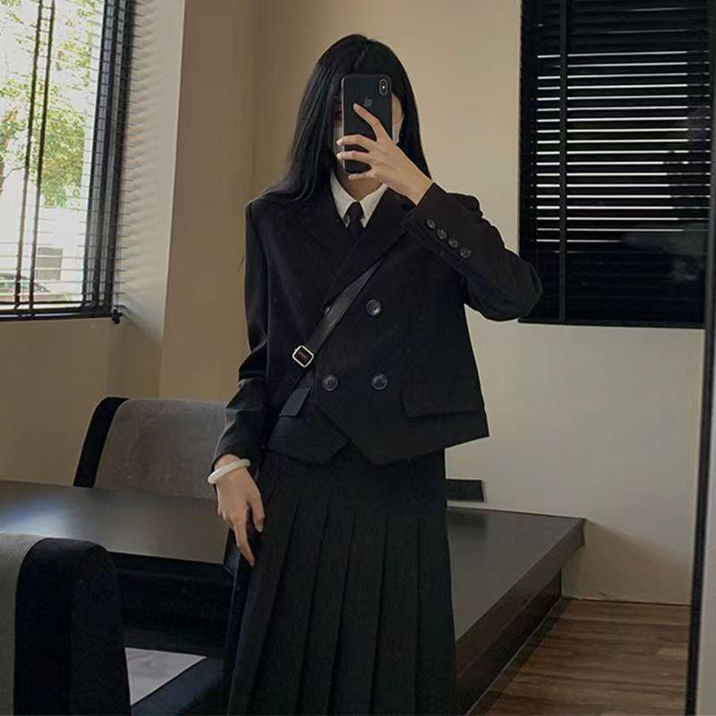 レディース スーツ 上衣 長袖 春秋 レトロ 学院 韓国スタイル 無地 百搭 普段使い デイリー トップス テーラード ジャケット シンプル コーデ