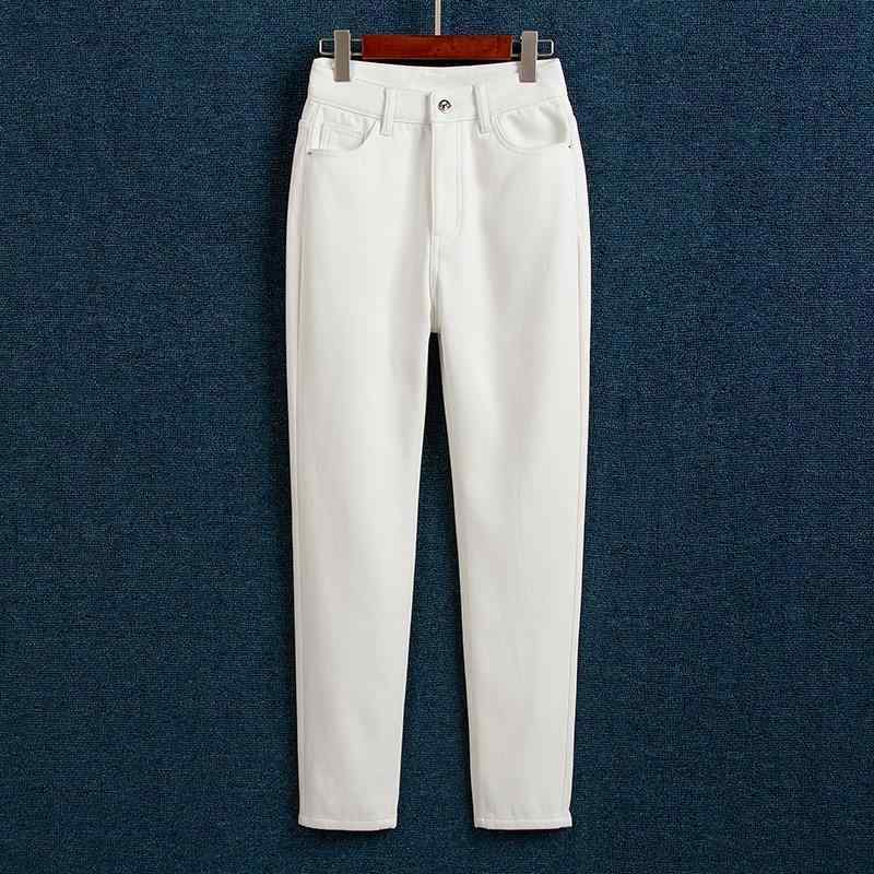 レディース デニムパンツ 白 ハイウエスト ゆったり 痩せ見え ベーシック お腹カバー ワイドシルエット ハーレムパンツ ロブパンツ 春秋 カジュアル 普段使い ストレッチ デニム素材