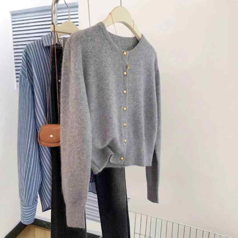 ジレー 亭主もち用 秋冬 絨毛 丸首 編み物プルオーバー 情の籠もった もの柔らか原料品 朦々たる 長袖 ロング丈 厚地の外套