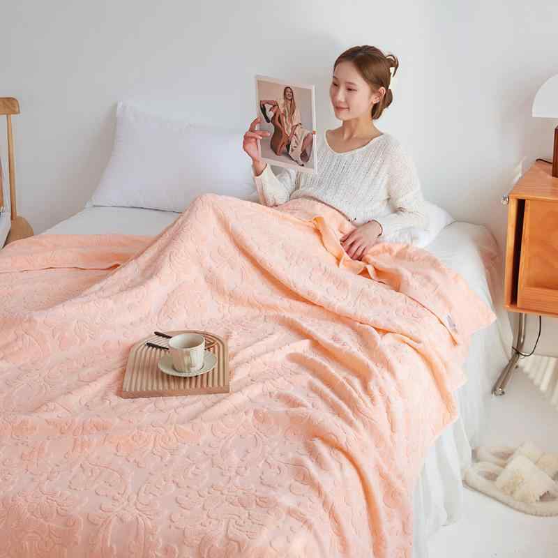 綿100% レトロ タオルケット 夏用 薄手 シングル 午睡 ブランケット クーリング 吸湿速乾 軽量 室内用