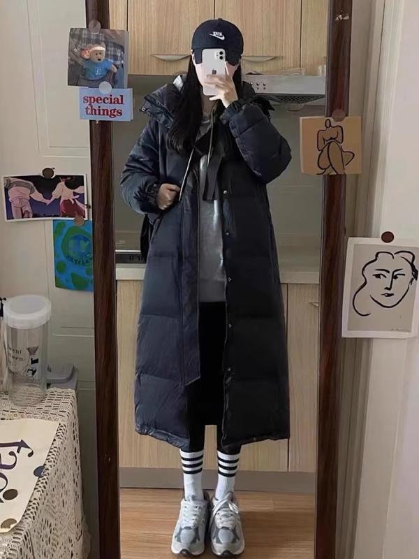 ダウンコート メンズ レディース ロング丈 膝下丈 ゆったりシルエット ユニセックス カップル用 暖か 軽量 ホワイトダックダウン 秋冬 ストリートファッション 普段使い