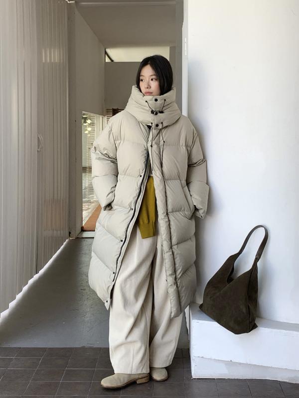 落ち込む上衣 レディース 照明ランプ色つや 中長丈 ホワイトダックダウン 軽さ 生あたたかい 保温性 防寒 冬用 韓国 アウター