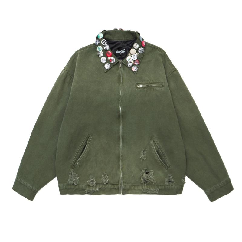 メンズ カジュアル デニムジャケット レトロ ビンテージ ショート丈 ジッパー ウォッシュド加工 バッジ付き ストリートスタイル コットン混 素材 軽量 アウター 普段使い 6,450円