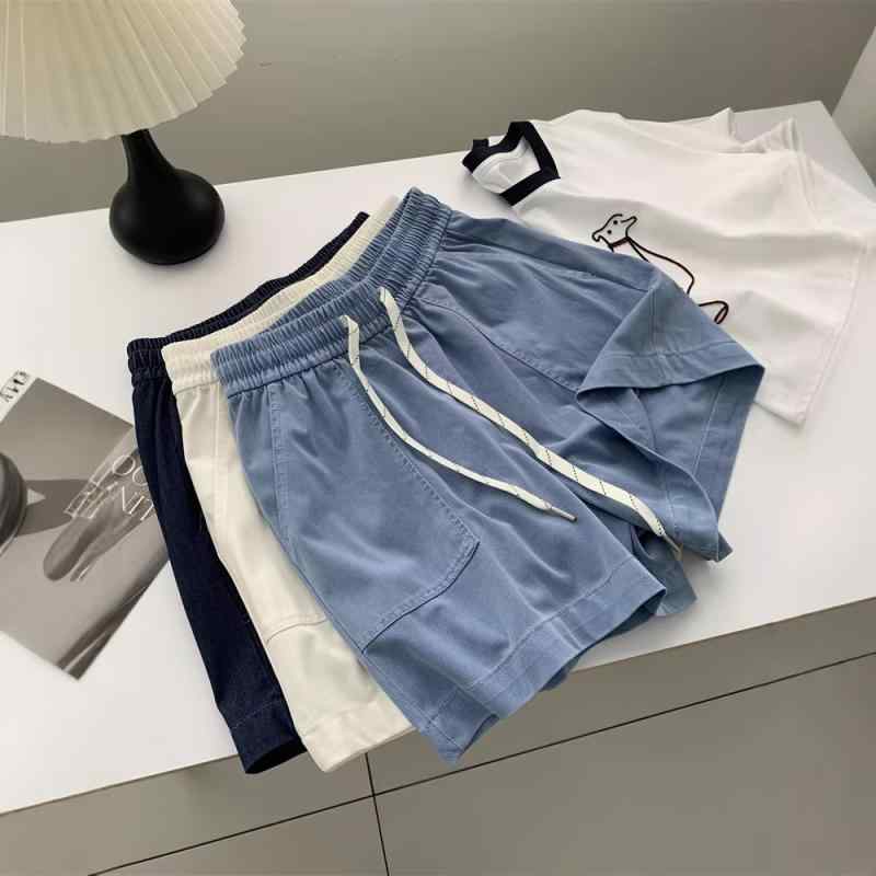 レディース デニム ショートパンツ 再生繊維 伸縮性 ウォッシュ加工 レトロ ゆったり ハイウエスト Aライン ワイドレッグ カジュアル 薄手 夏用 普段使い 軽量 吸湿速乾