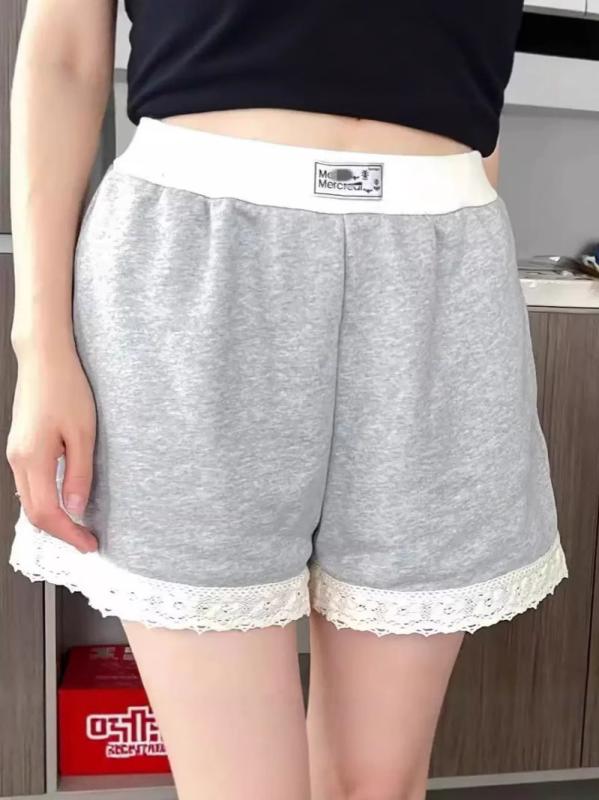 レディース ショートパンツ レース 花柄 花辺 カジュアル 夏用 伸縮腰 軽量 通気性 吸湿速乾 かわいい スタイル