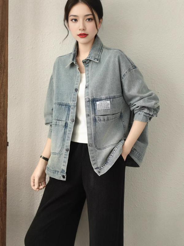 ジーンズ 上衣 レディース 春 ゆったり ビッグ影ぼうし レトロ 心地よい 韓国 普段使い走り 座標し分かりやすい トップス