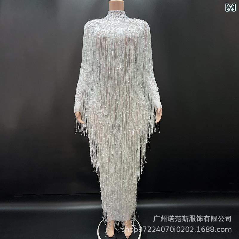 夕まぐれお召しもの レディース 秋 白 キラキラ フリンジ チュール 通気性 ビッグ大きさ 寄りあい用 フォーマル ゆったり シフォン スピード競技 膝丈 袖なし うしろ側表現スタイル