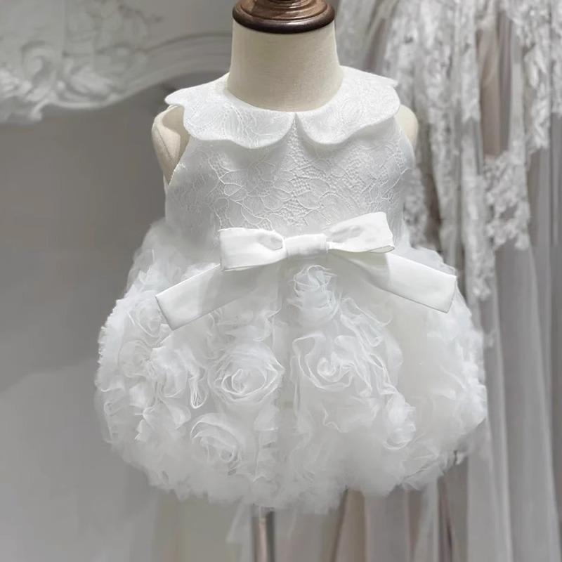 うしろ帯用 百日祝賀会 1歳生まれ落ちる日 薔薇柄 白いこと 御召しもの 赤ちゃん礼服 可愛らしい フォーマル 赤ちゃん服 通年当て嵌める