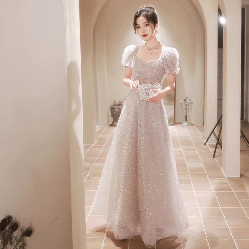 イブニングドレス レディース フレンチスタイル 高級感 ウェディングドレス 結婚式用 卒業式用 パーティー用 エレガント ロング丈 シック フォーマル ガウン 女性用 成人向け