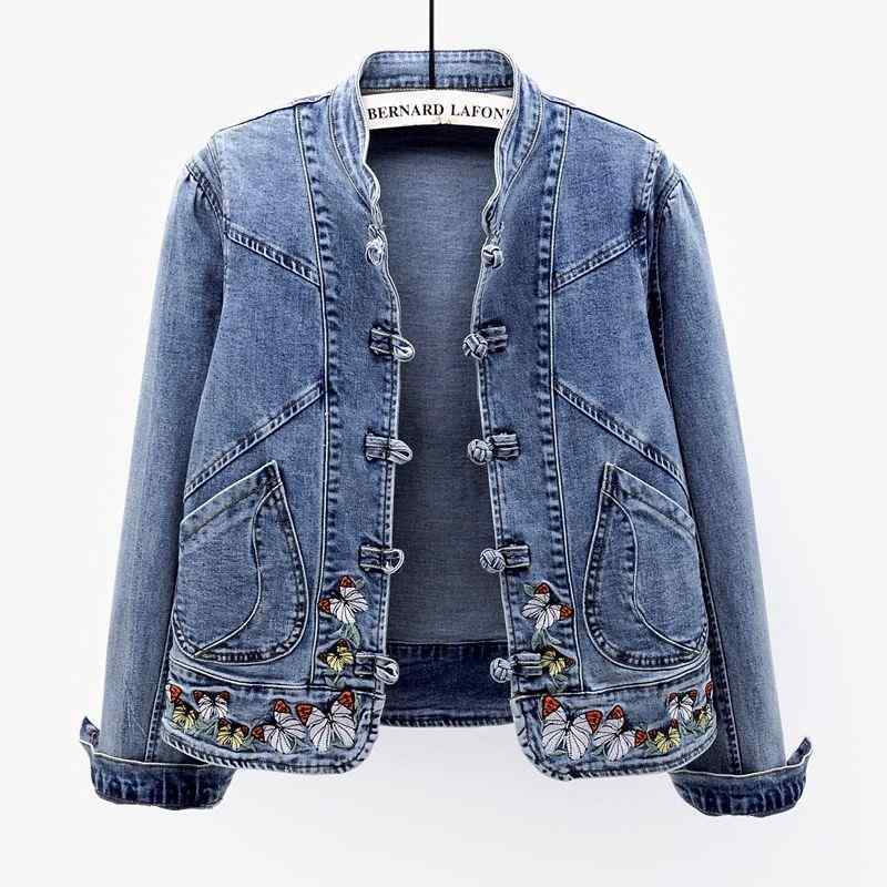ジャケット レディース デニム ショート丈 春秋 刺繍 伸縮性 スリムフィット レトロ コーディネートしやすい 軽量 普段使い 通勤 カジュアル