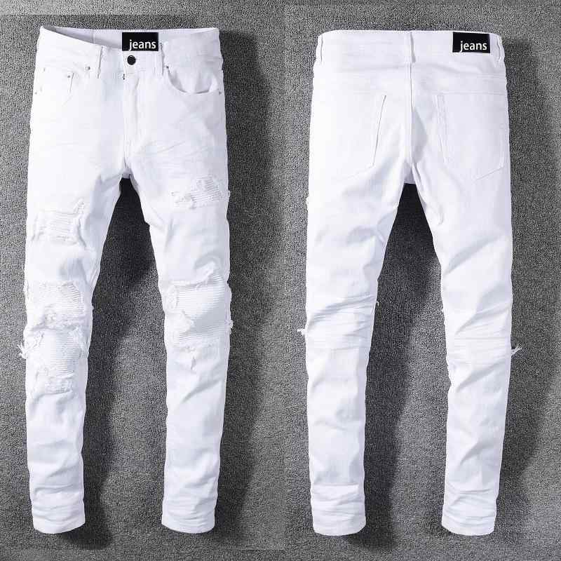 メンズ デニムパンツ 破れ加工 パッチデザイン スリムフィット 直筒シルエット カジュアル 普段使い コットン素材 ストレッチ性 デイリーウェア｜LAONsChoice