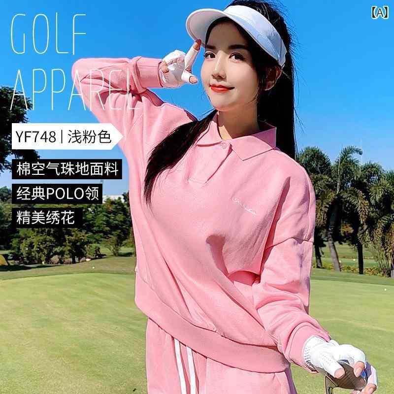 レディース ゴルフ ゆったり長袖 スポーツシャツ さる股引き 仕掛ける 刺しゅう 好いたらしい 心地好い 運動競技 トップス ルーズフィット 活動的御召しもの