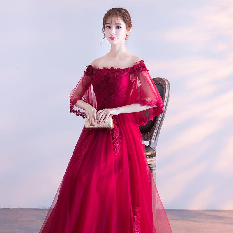 イブニングドレス 妊婦用 お腹カバー 敬酒ドレス 新婦 結婚式 一文字肩 ワインレッド 大きめサイズ 春 伸縮性 フォーマル ワンピース ドレス 女性用 春夏 マタニティ ハイウエスト ロング丈