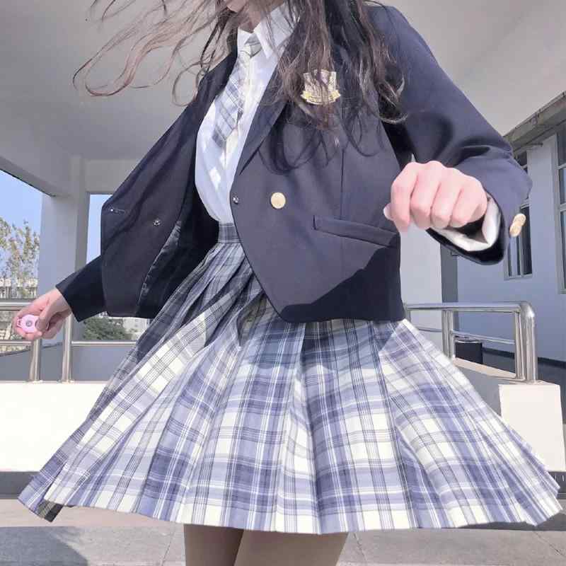 女子高生 ブレザー セット レディース 春秋 シングルボタン テーラードジャケット ショート丈 小柄対応 学生 ファッション 制服スタイル 通学用 軽量素材 伸縮性 普段使い