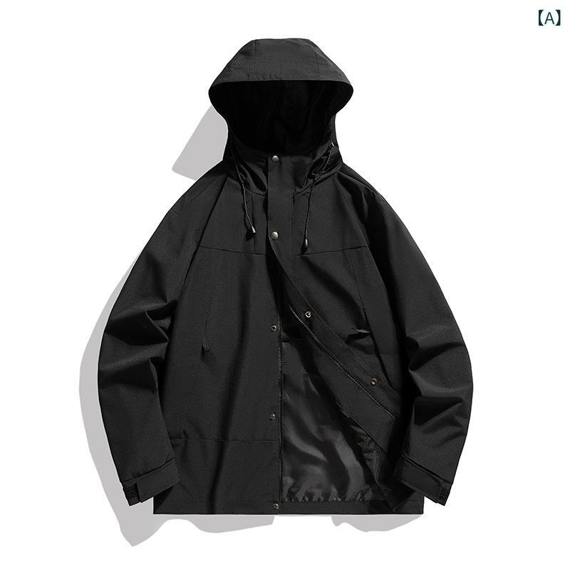 メンズ アウトドア ジャケット 三合一 取り外し フード 防 防水 登山 ハイキング 軽量 通気性 伸縮性 普段使い