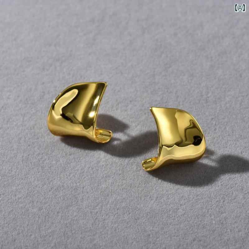 ピアス スタッドイヤス 銅製 ゴールドメッキ 不規則 ミラー 欧米 クールスタイル 個性 耳飾り ファッション 上品 |LAONsChoice