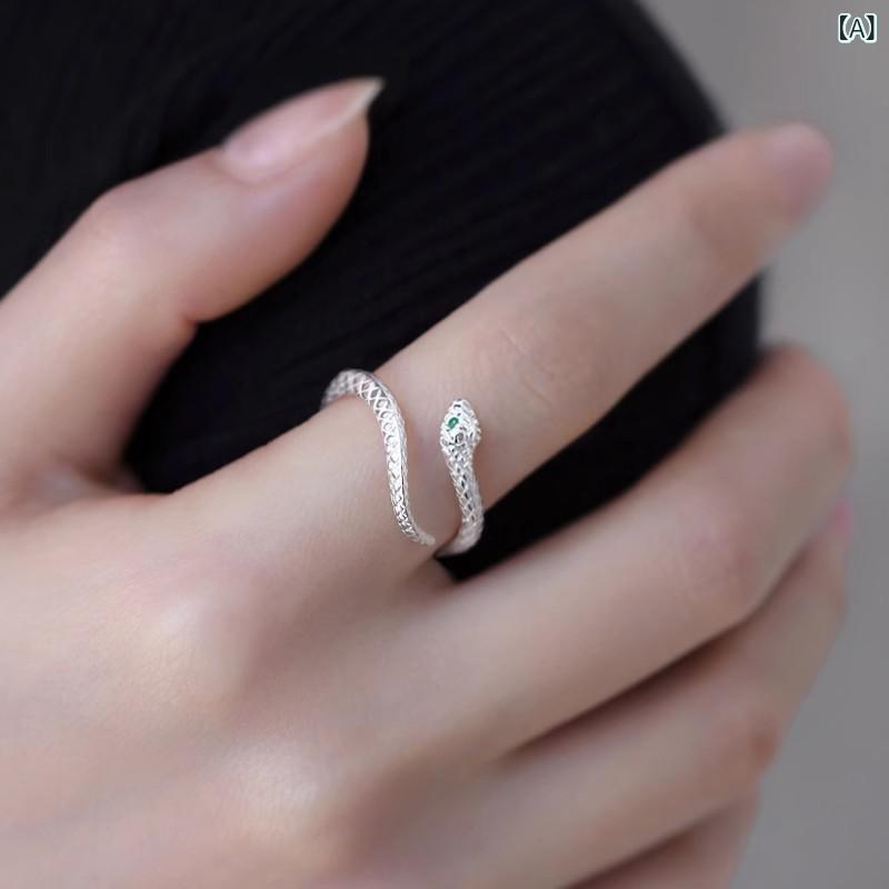 指輪 レディース 純銀 蛇モチーフ ピンキーリング 個性的 ファッション アクセサリー 日常使い スタイリッシュ ジュエリー