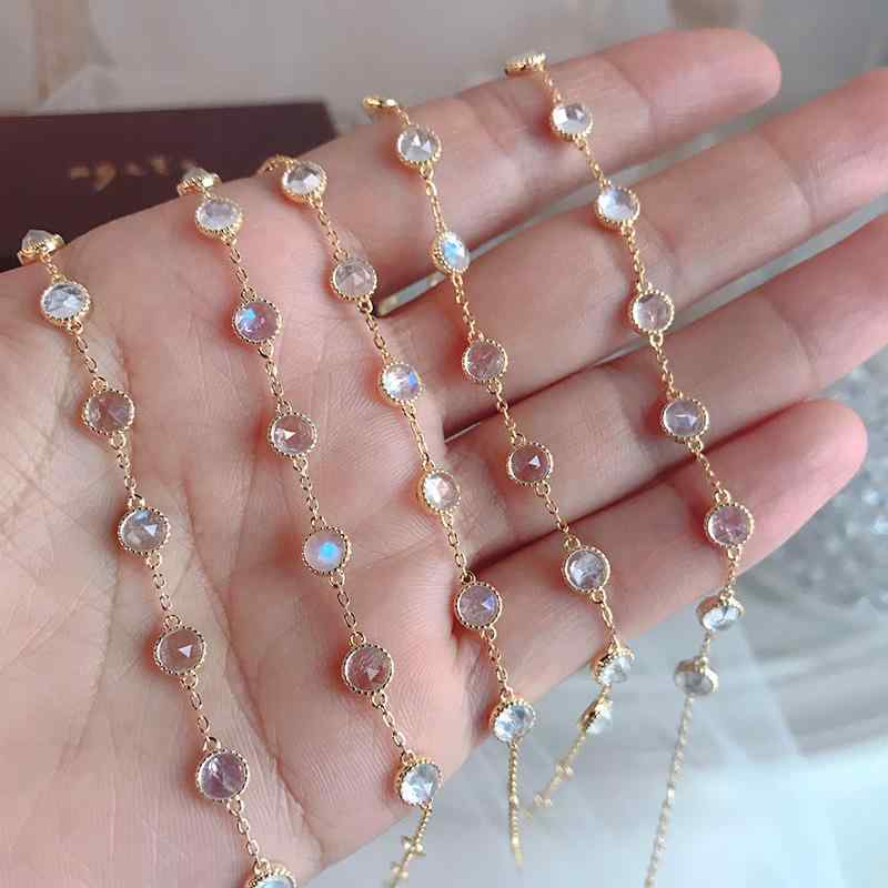 ブレスレット 925シルバー 14Kゴールドメッキ 月光石 レトロ 多宝石 天然石 ジルコニア チェーン アクセサリー 女性用 華奢デザイン 高級感 日常使い｜LAONsChoice 8,039円