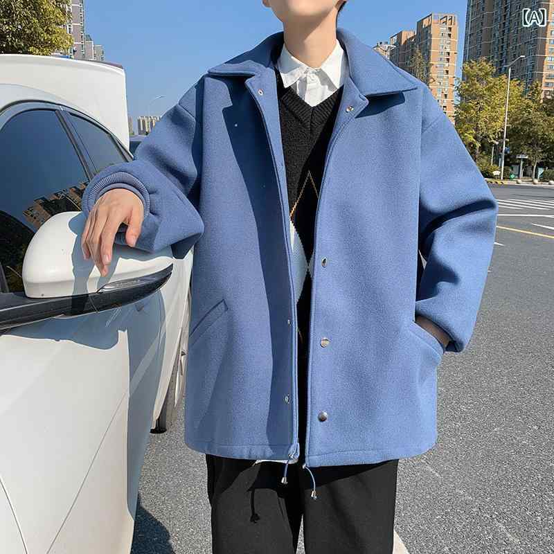 コート メンズ 秋冬 ウール 厚手 カジュアル トレンド スーツジャケット ロング丈 暖か 防 日常使い ビジネスカジュアル グレー ブラック ネイビー ベージュ