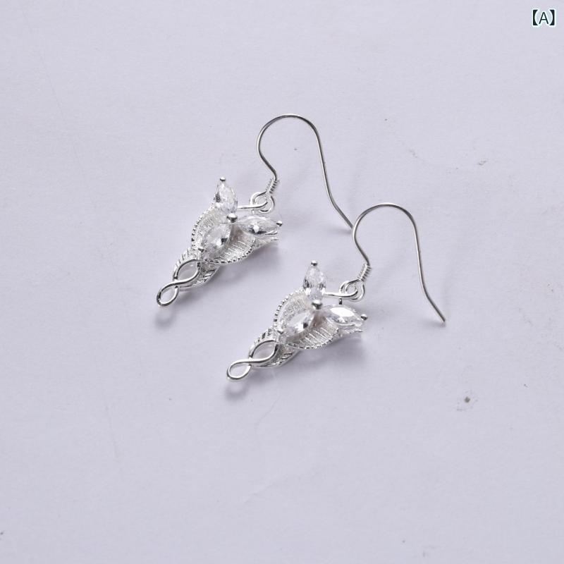 イヤリング 女性用 純銀 森ガール フェアリー プリンセス 立体 デザイン アクセサリー かわいい ナチュラル ジュエリー ドロップ型 ファッション｜LAONsChoice