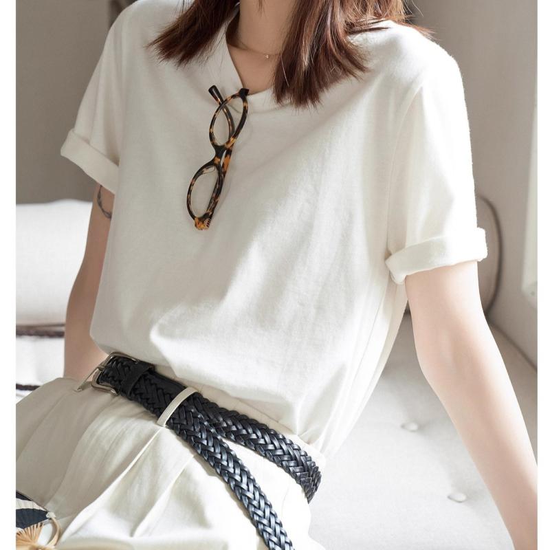 Tシャツ レディース 夏 短袖 綿素材 ソフト トップス 吸湿速乾 軽量 シンプルデザイン 日常使い 女性用 上衣